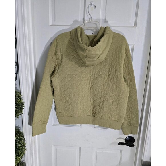 Frank And Oak Mens‎ Green Quilted Half Zip Hoodie Sweatshirt Cotton Size M - Picture 6 of 11